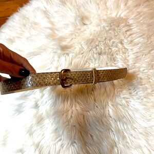 Cream Snakeskin Leather Fashion Belt